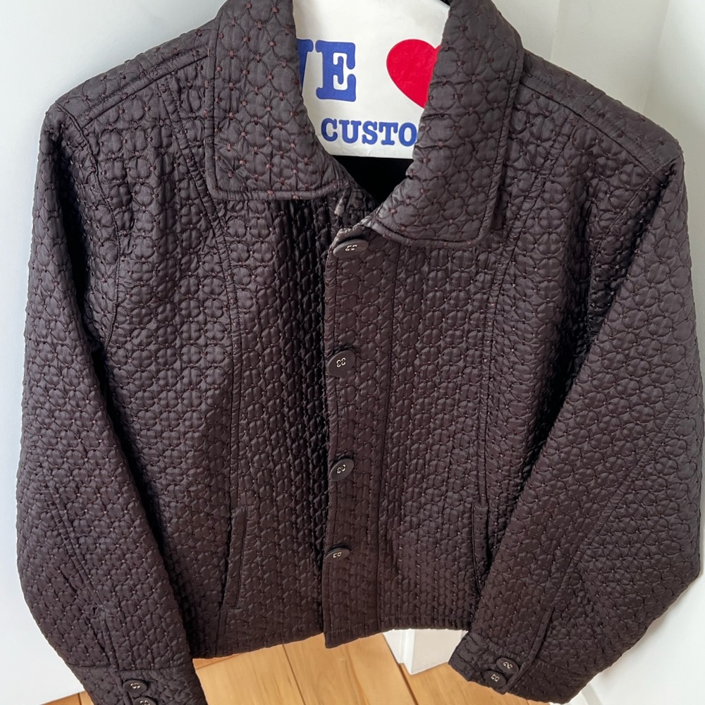 Women’s black quilted blazer Chico’s size 10 (1.5).
